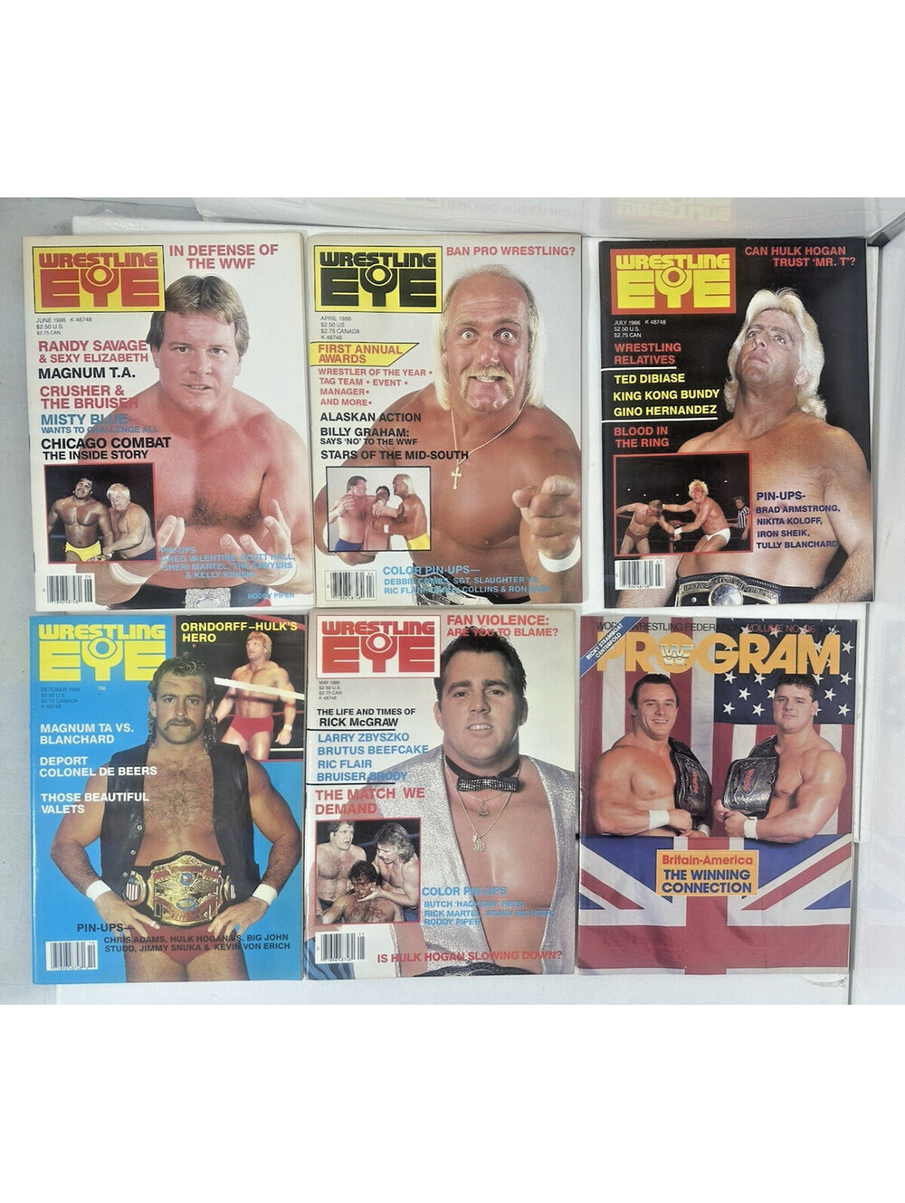 VINTAGE 1986 WRESTLING MAGAZINE LOT OF 6 Hulk Hogan Ric Flair Piper NWA WWF